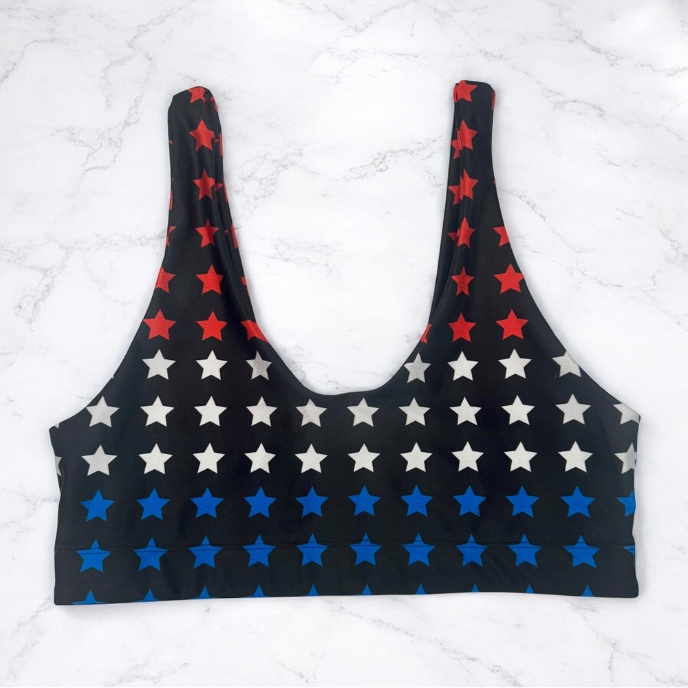 Goldsheep Sports Bra M (Tag L) NWOT Star Activewear July 4th Summer Festival
